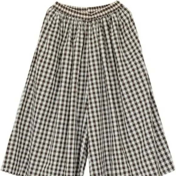 Plaid Gingham Wide Leg Capri Pants - Picture 6 of 6